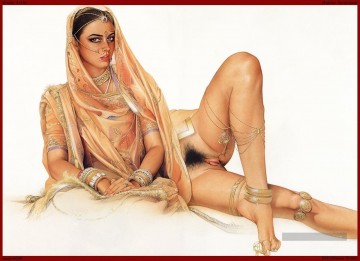 Dame érotique indienne nue sexy Peinture à l'huile